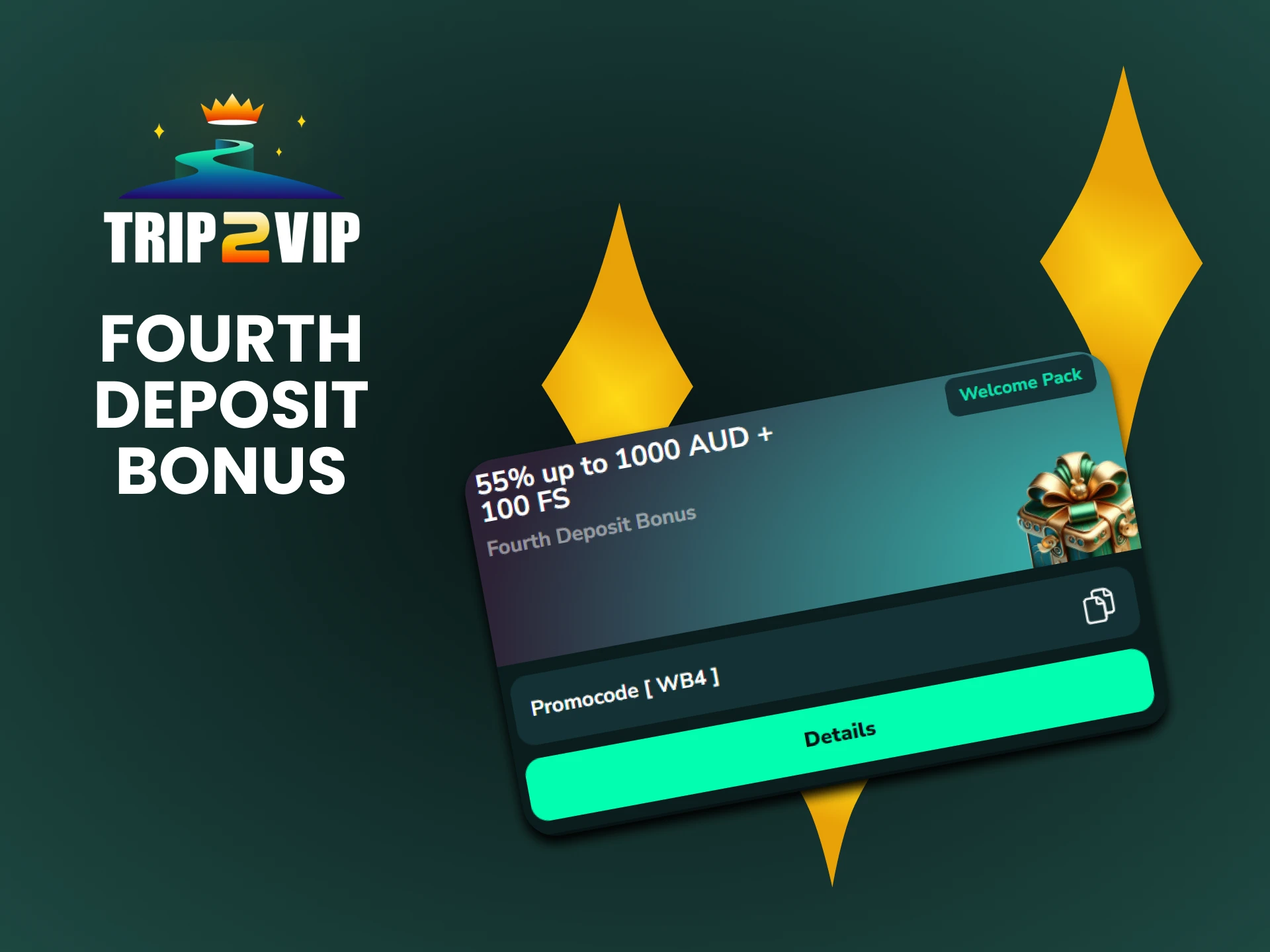 Top up your deposit for the fourth time and receive a bonus from Trip2vip.