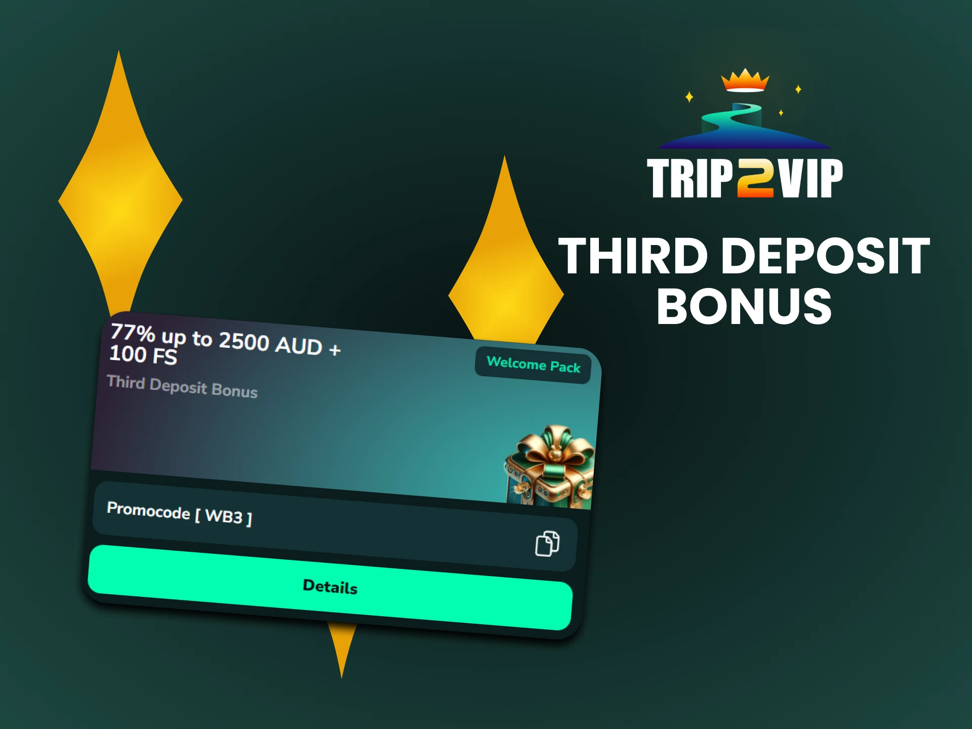 Trip2vip gives a bonus for replenishing your third deposit.