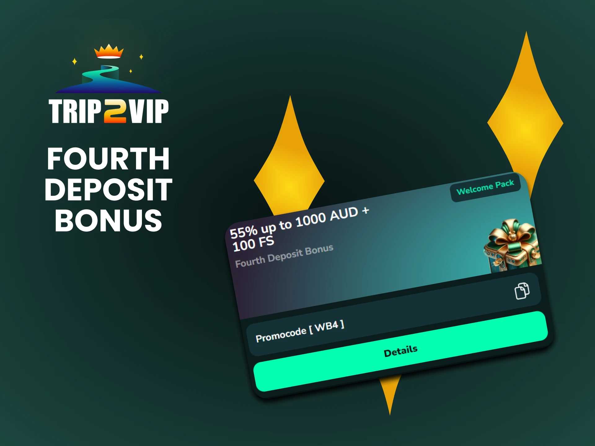 Top up your deposit for the fourth time and receive a bonus from Trip2vip.