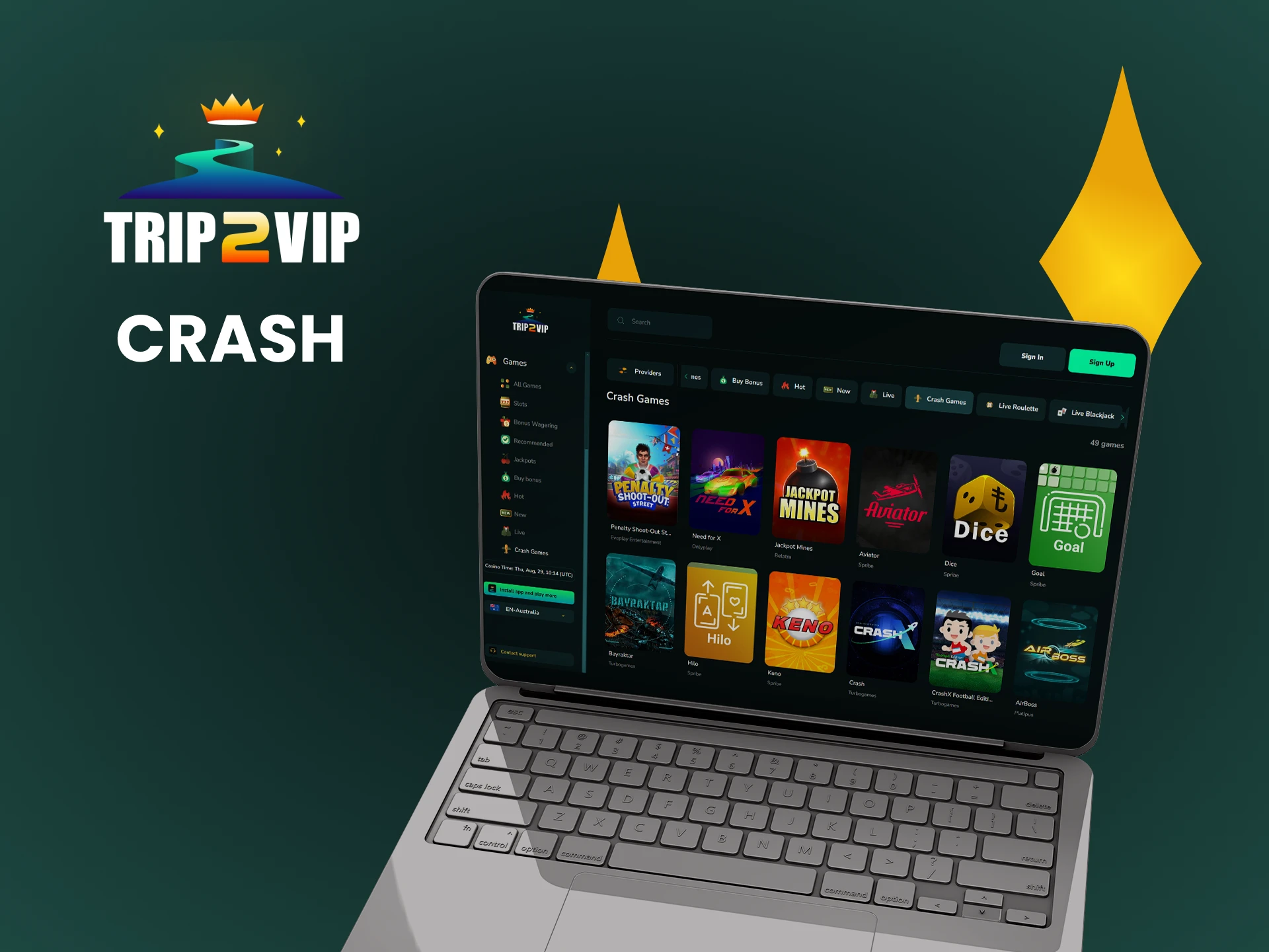 Play crash games on the Trip2vip website.