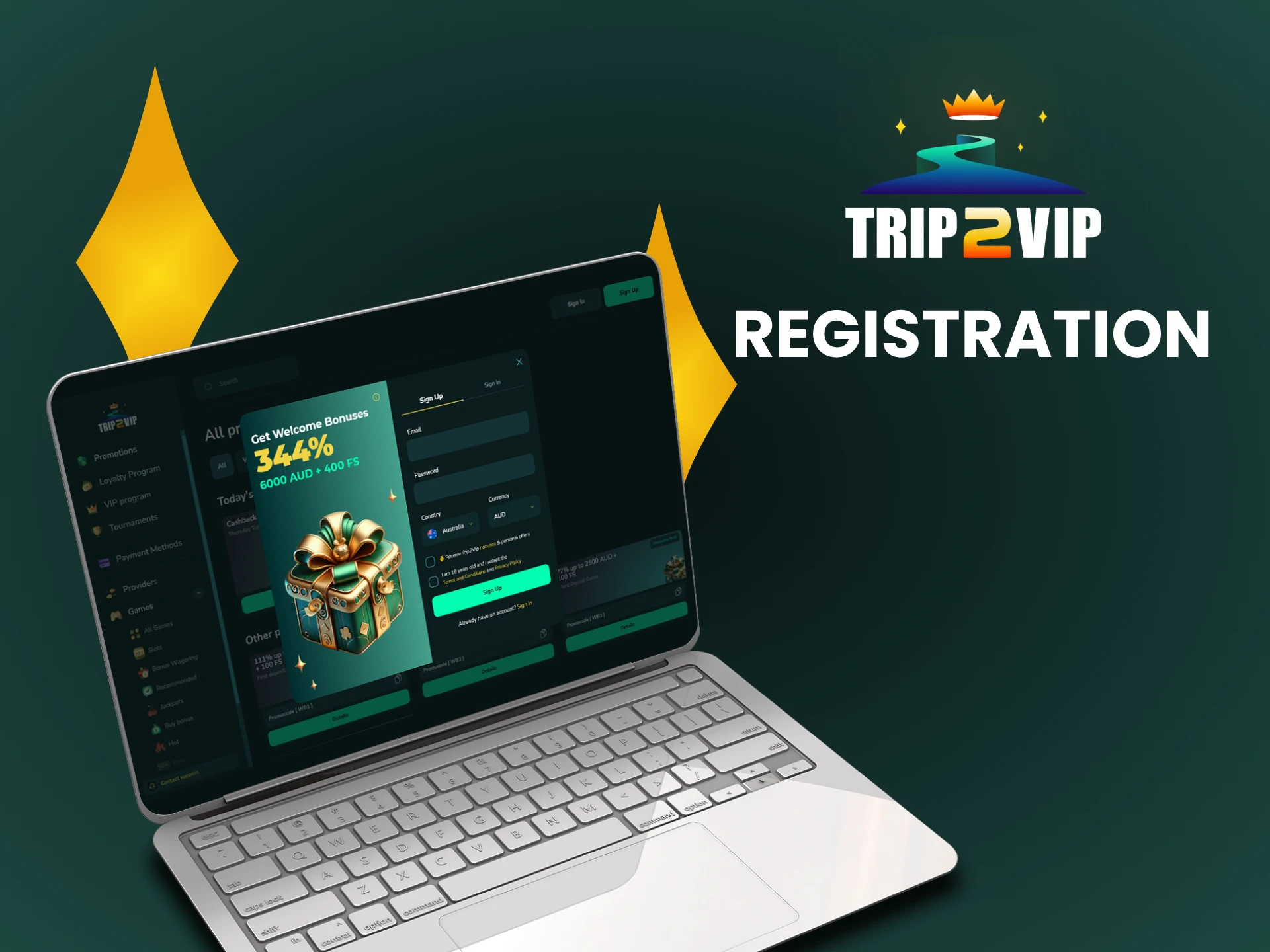 Register on the Trip2vip website.