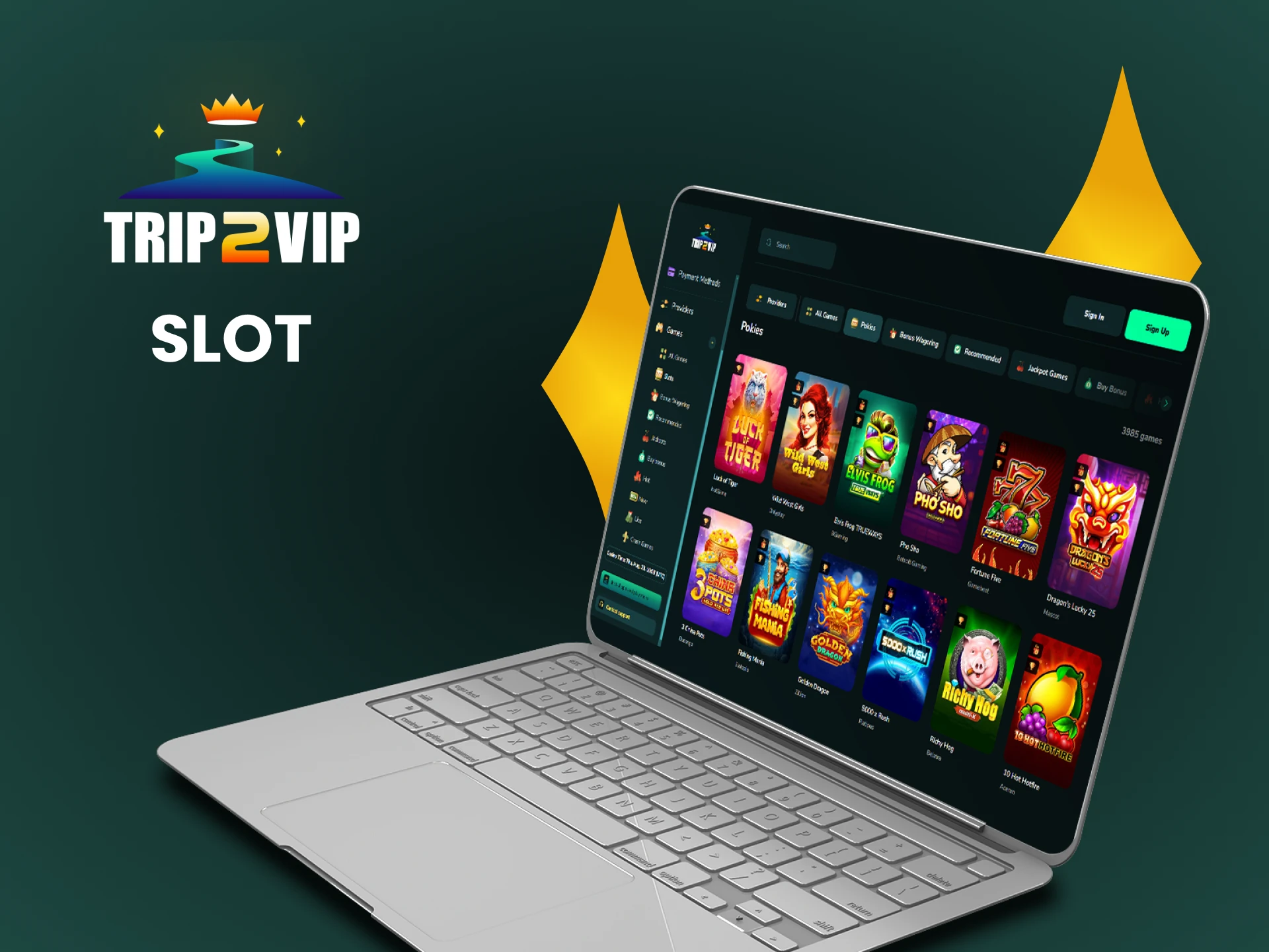 Play slots on the Trip2vip website.